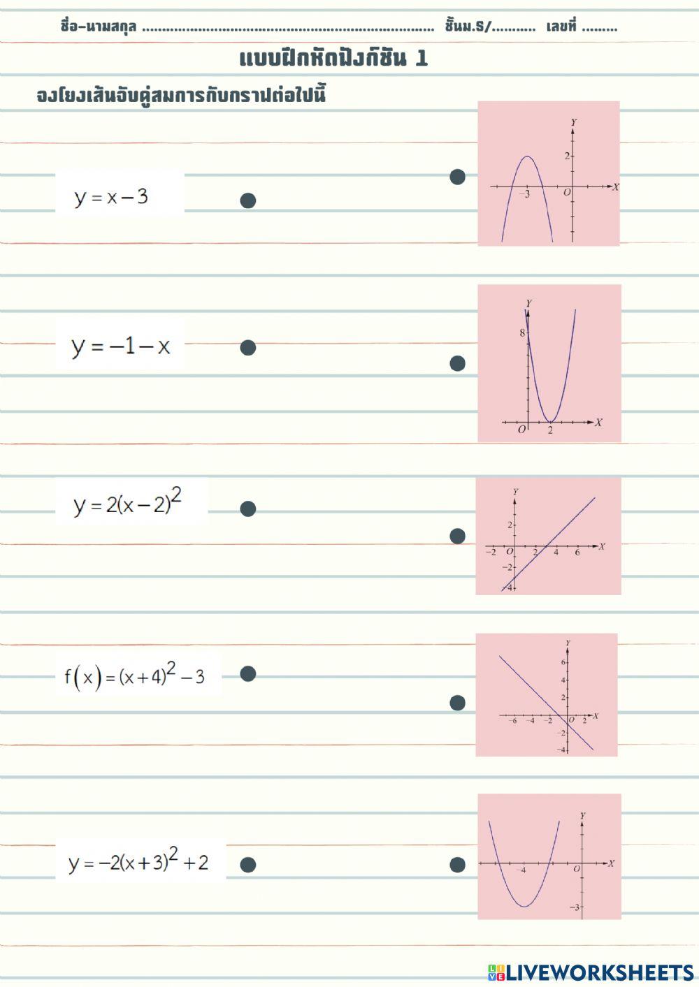 แบบฝึกหัดฟังก์ชัน 1