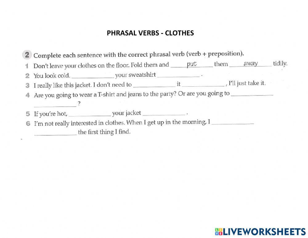 Phrasal verbs - clothes