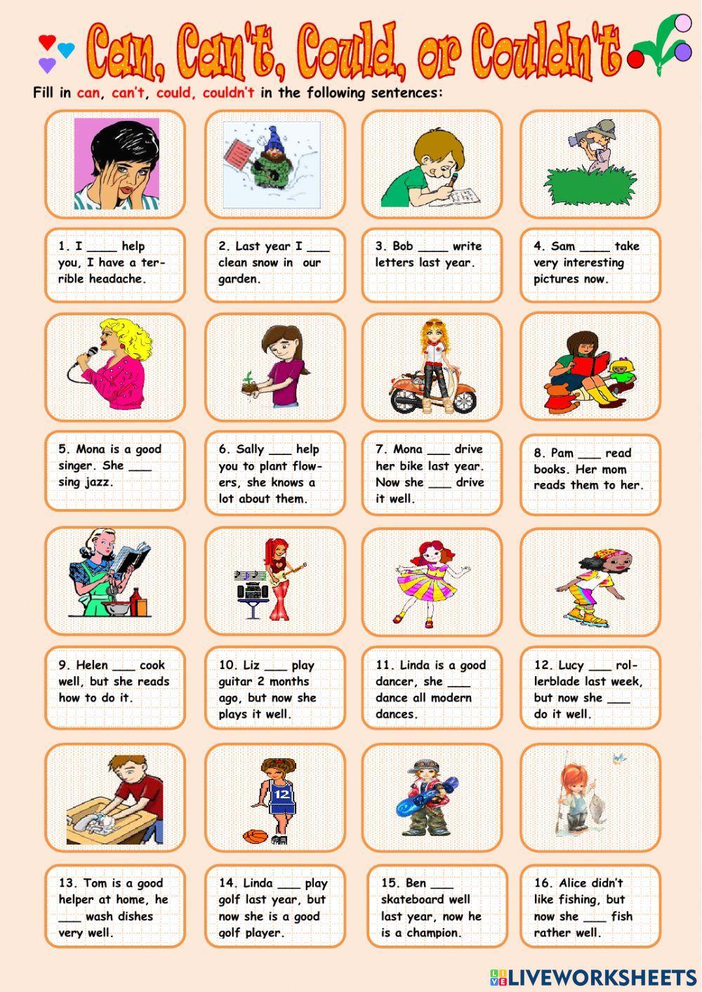 Couldn t. Can can't упражнения. Can упражнения. Can could упражнения. Can could Worksheets.