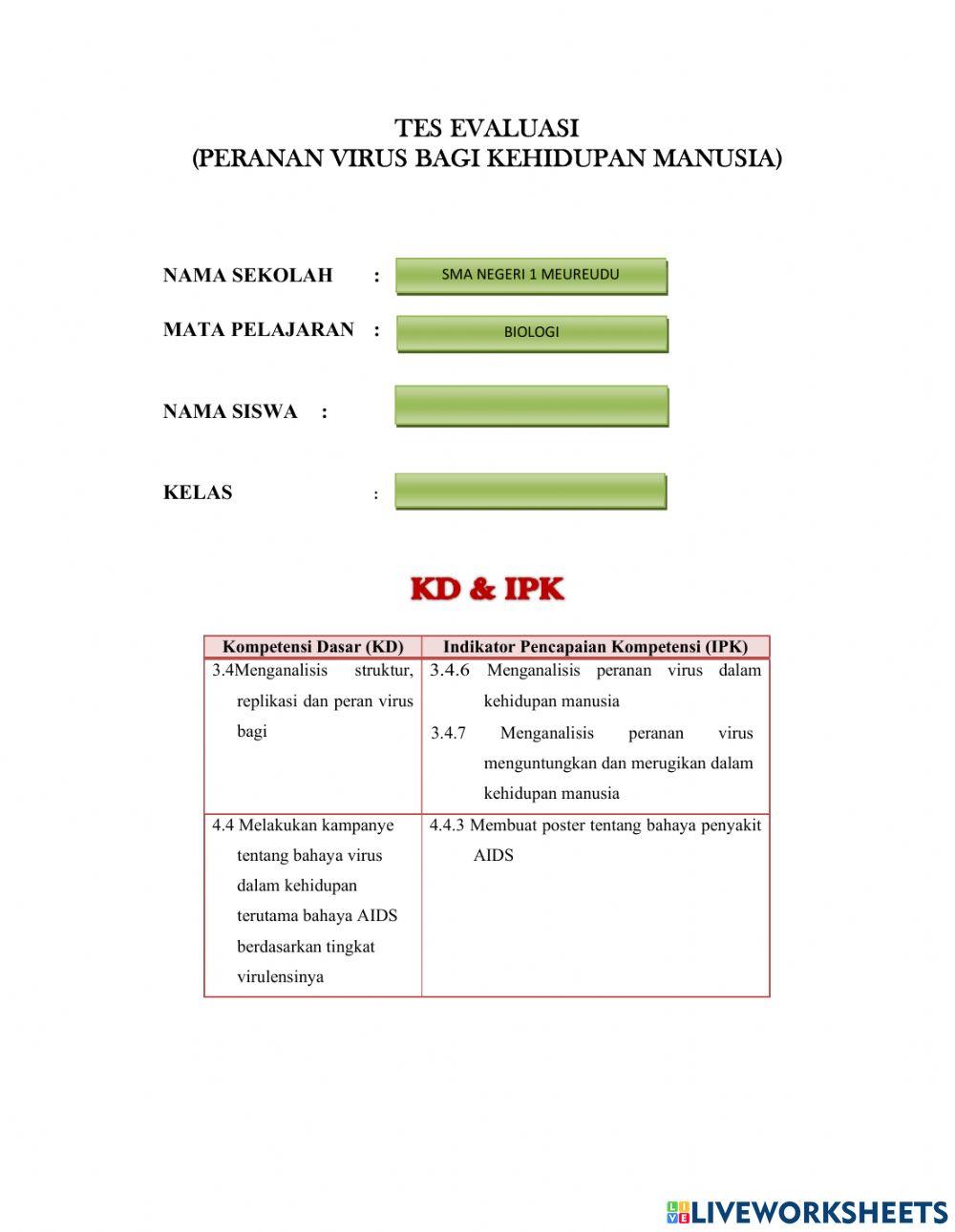 Soal tes evaluasi