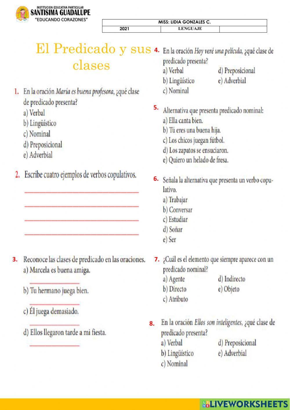 El predicado y su clases