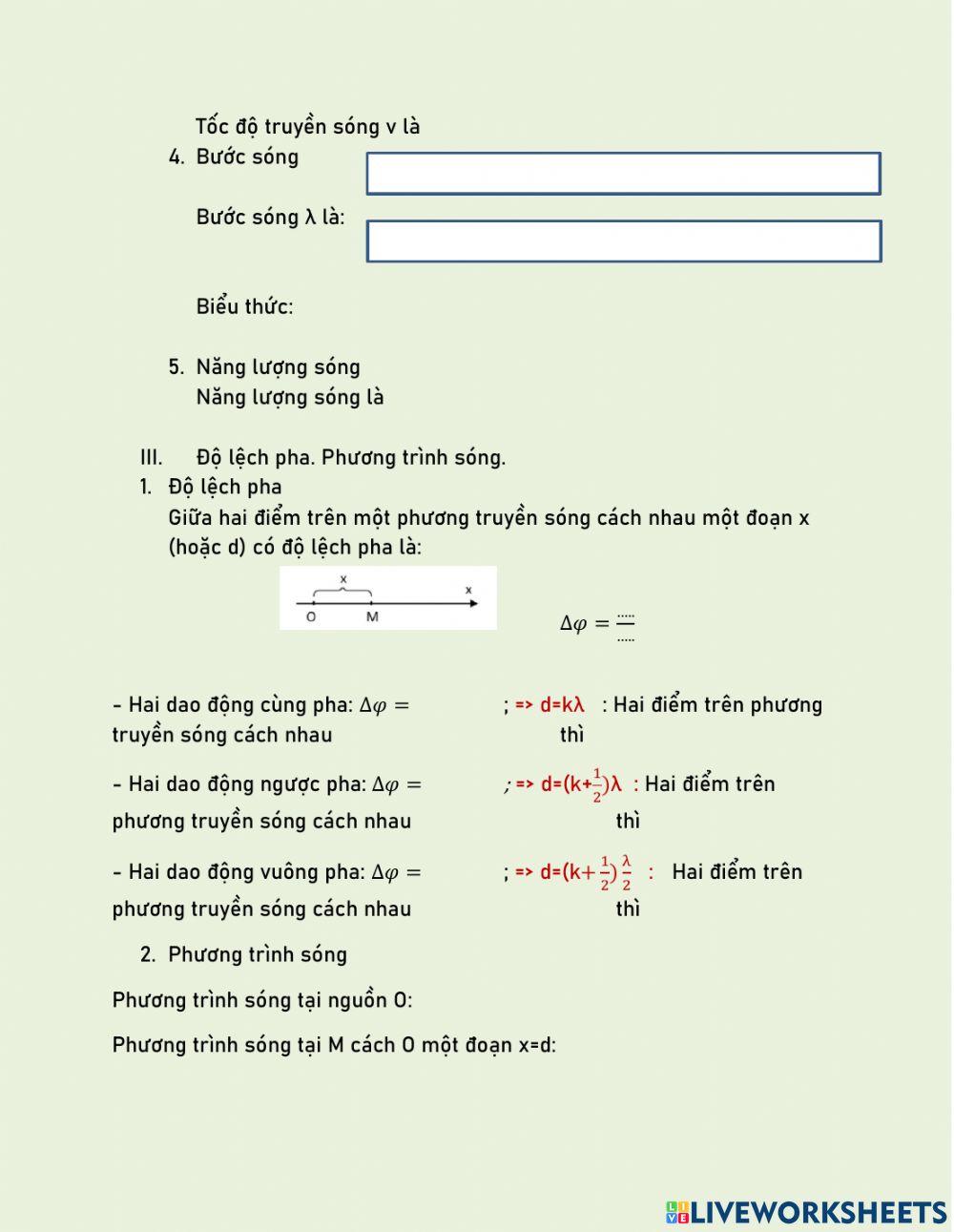 Lý thuyết sóng cơ và giao thoa sóng
