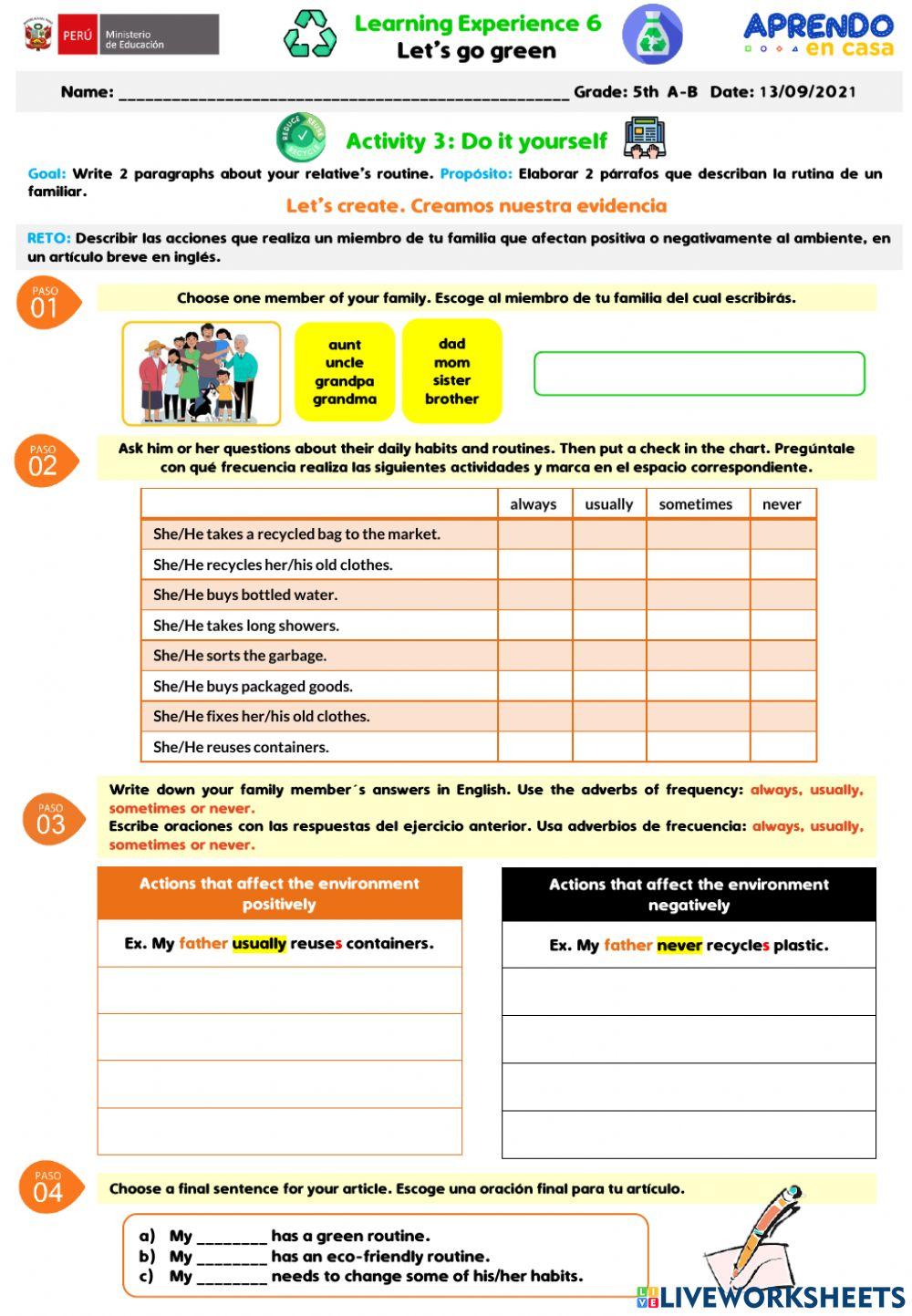 Activity 3 A2 Do it yourself Learning Experience 6