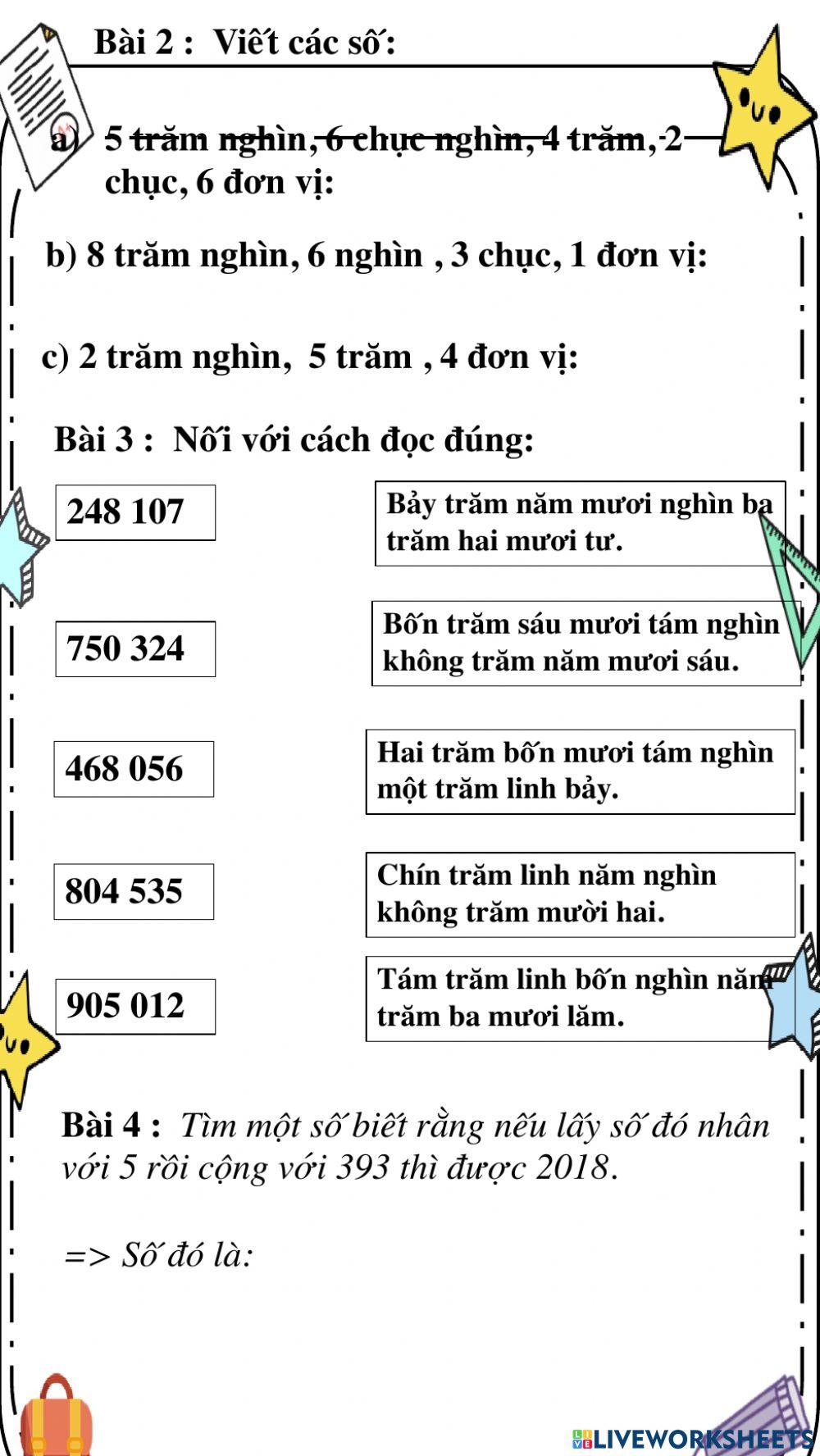 Các số có sáu chữ số