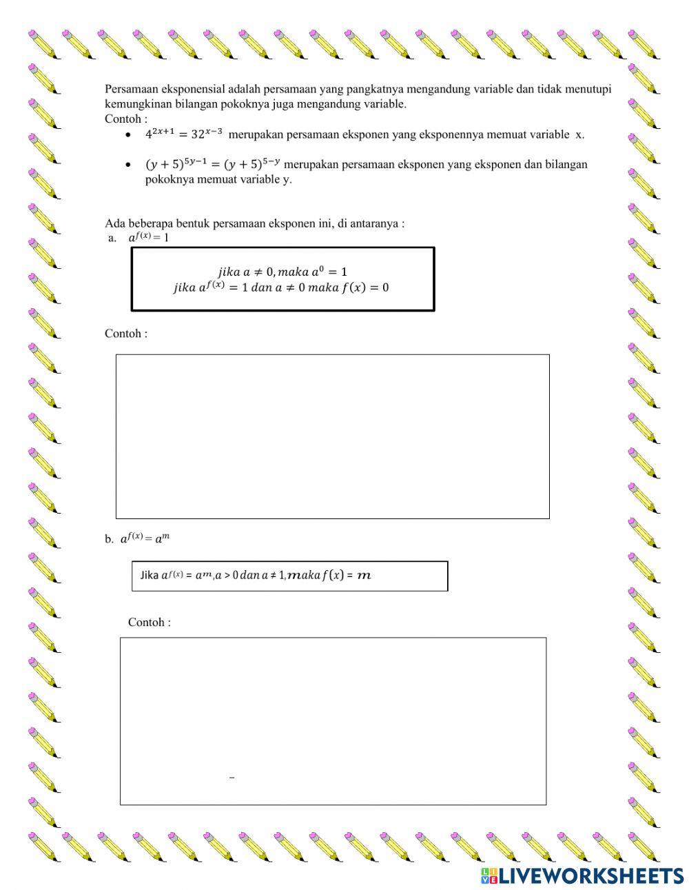 bentuk-bentuk persamaan eksponen