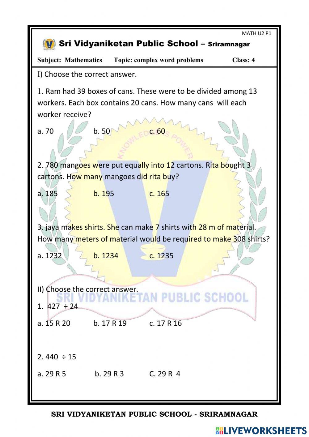 Live worksheet