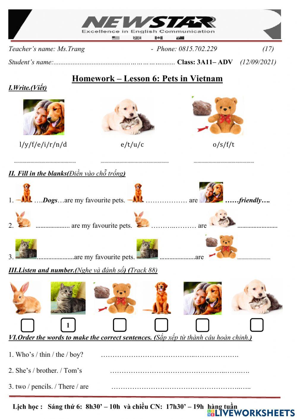 3A11-Lesson 6- Pets in Vietnam-13-09-2021