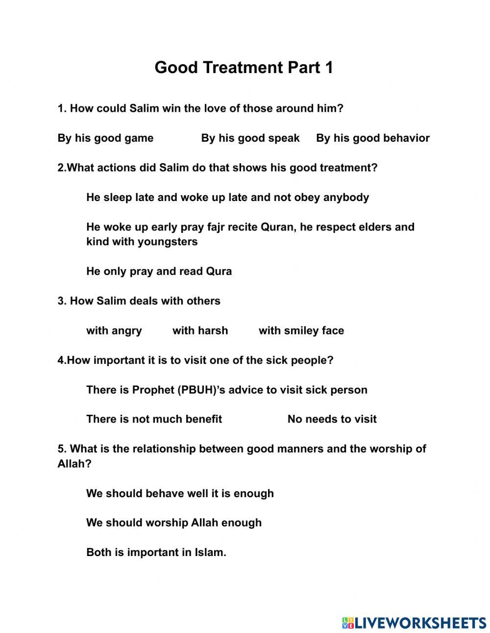 Good treatment part 1