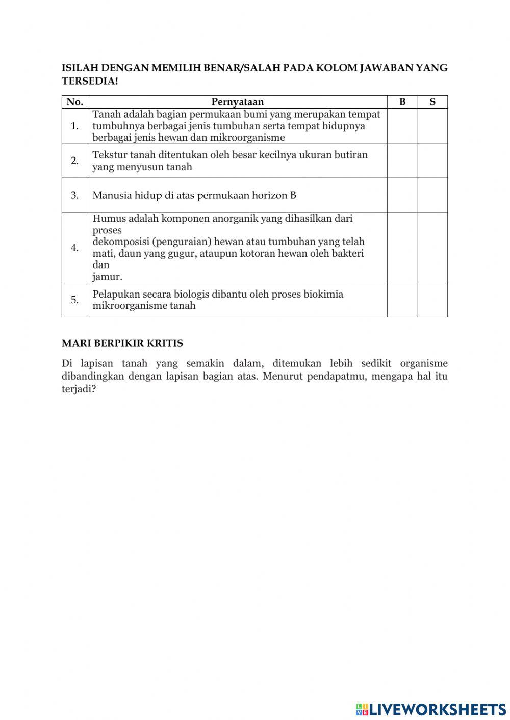 Latihan Tanah dan Keberlangsungan Hidup