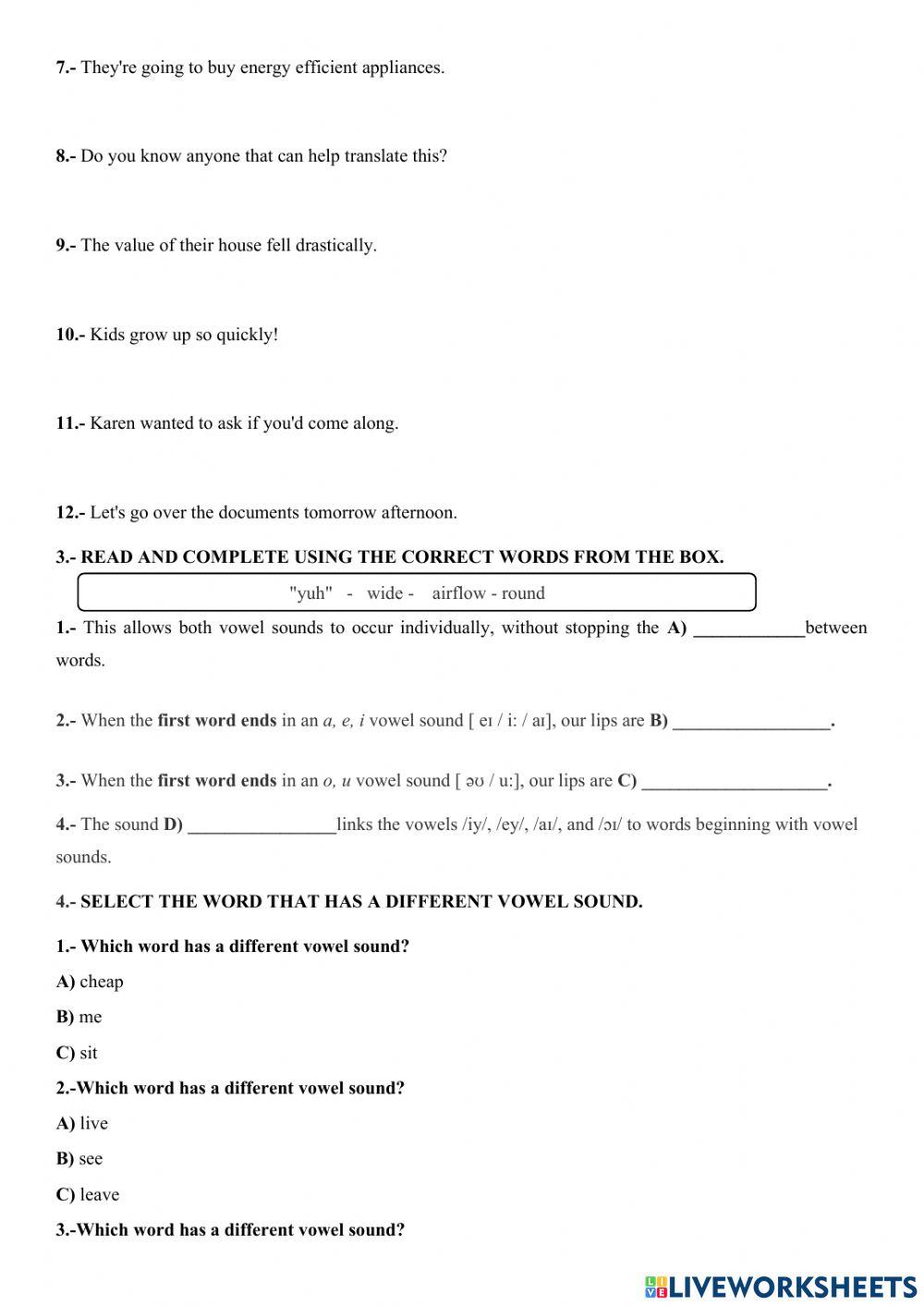 Phonics review Vowel to Vowel linking