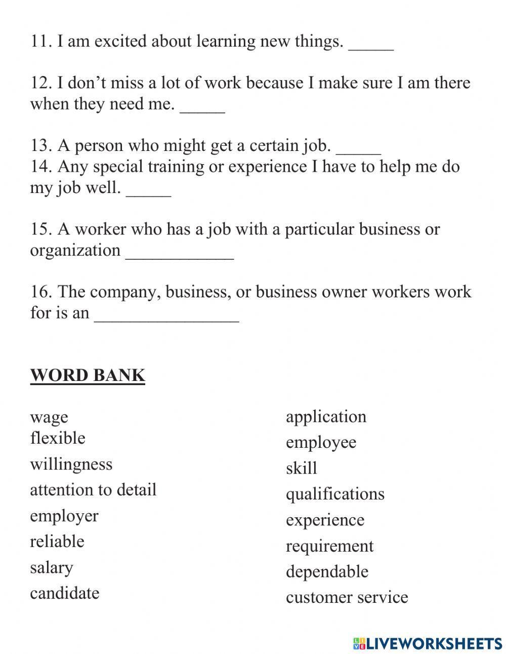 Marta's Job Interview Story - Vocabulary Drag&Drop