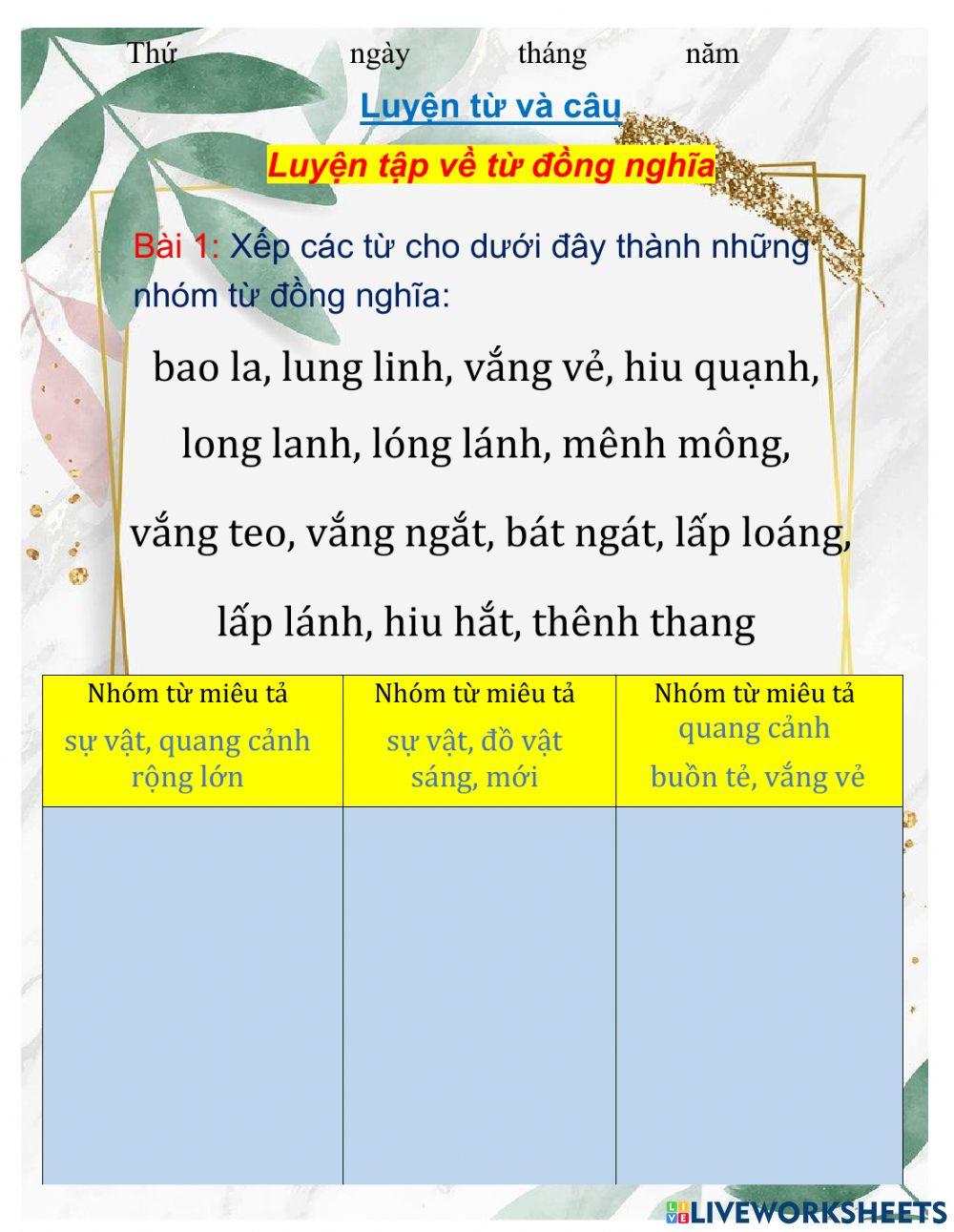 Luyện từ và câu