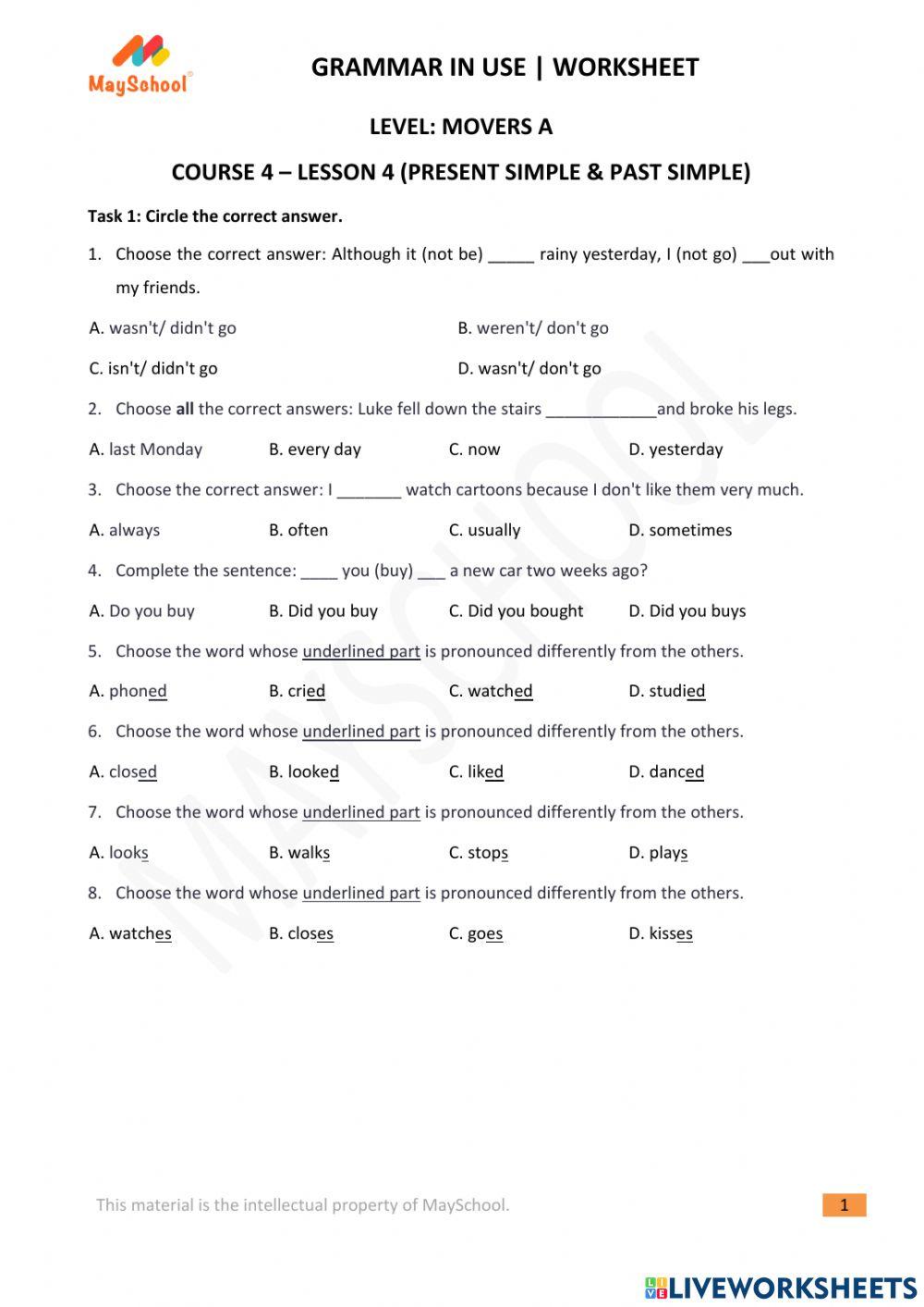 MA - GiU - Present Simple and Past Simple