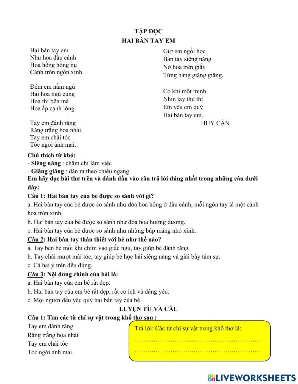 Tiếng việt 3 - tuần 1