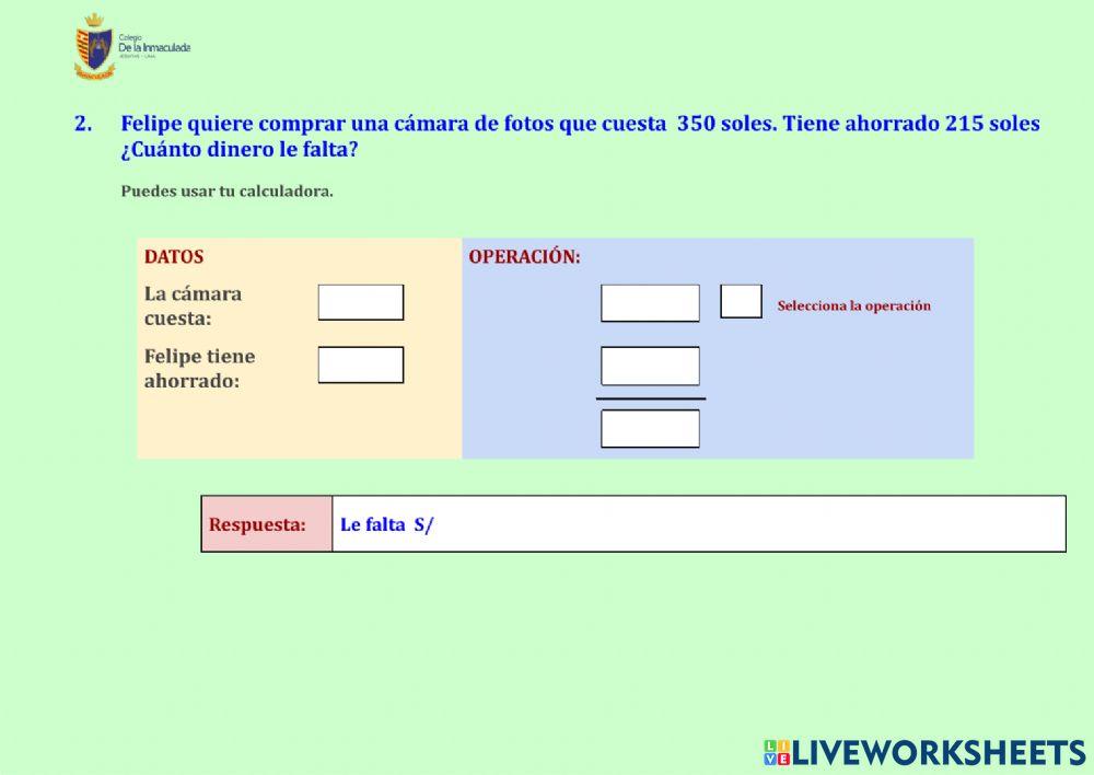 Problemas de adición y sustracción