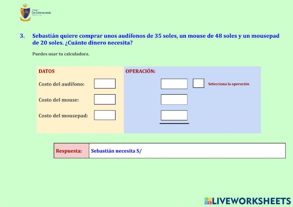 Problemas de adición y sustracción