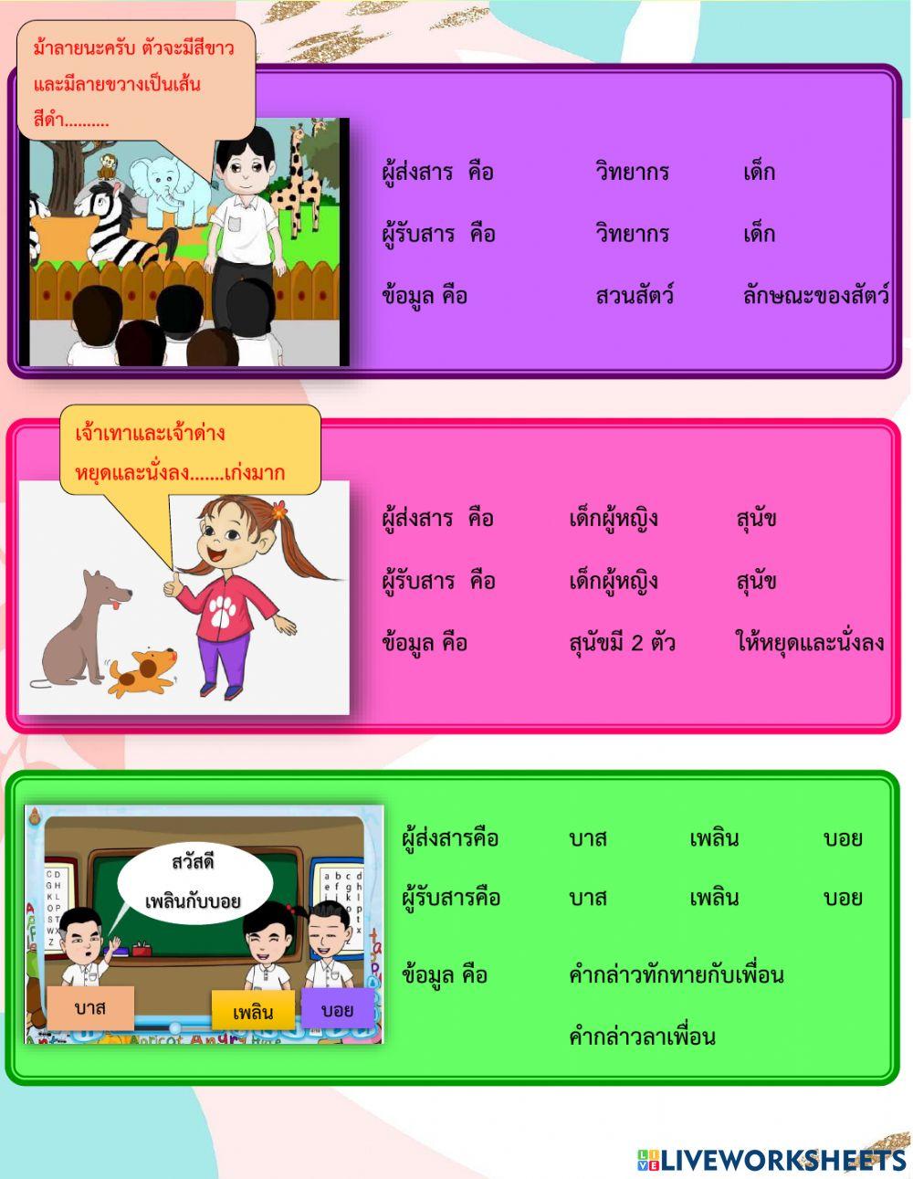 ใบงาน ป.1 การสื่อสารข้อมูล