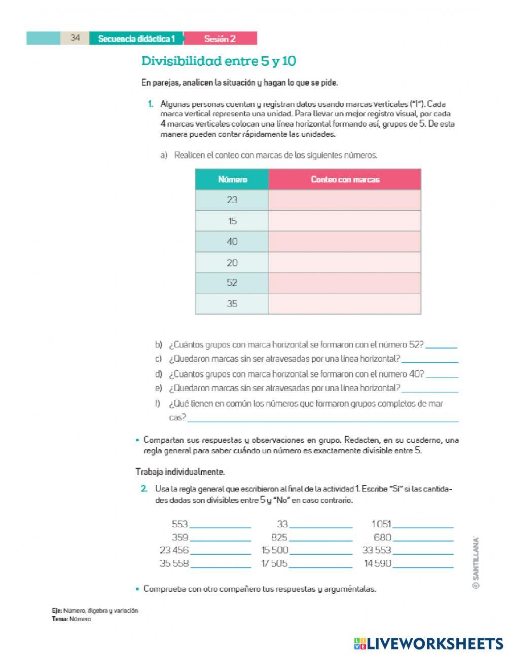 Divisibilidad entre 2, 5 y 10
