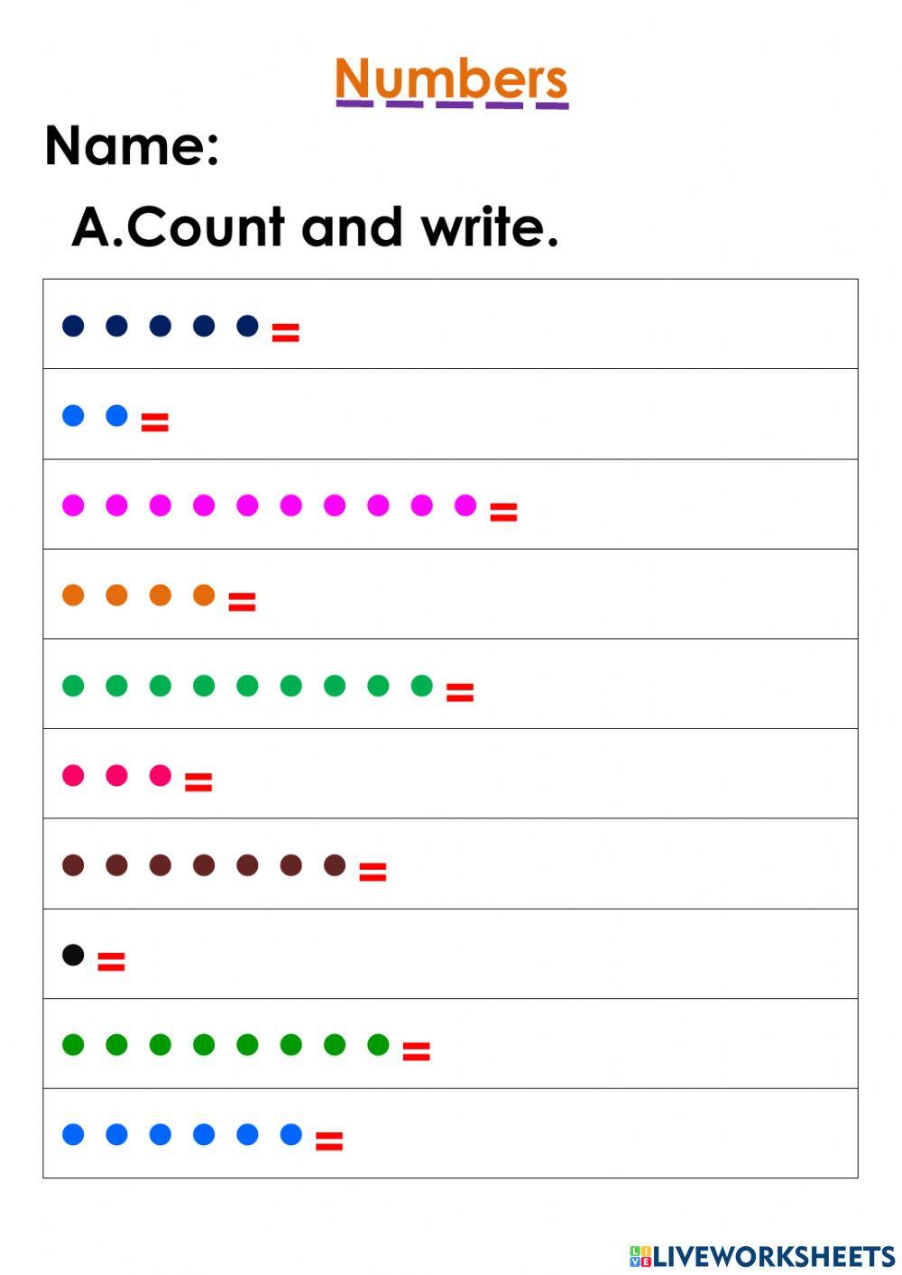 NUMBERS online exercise for GRADE 1 | Live Worksheets