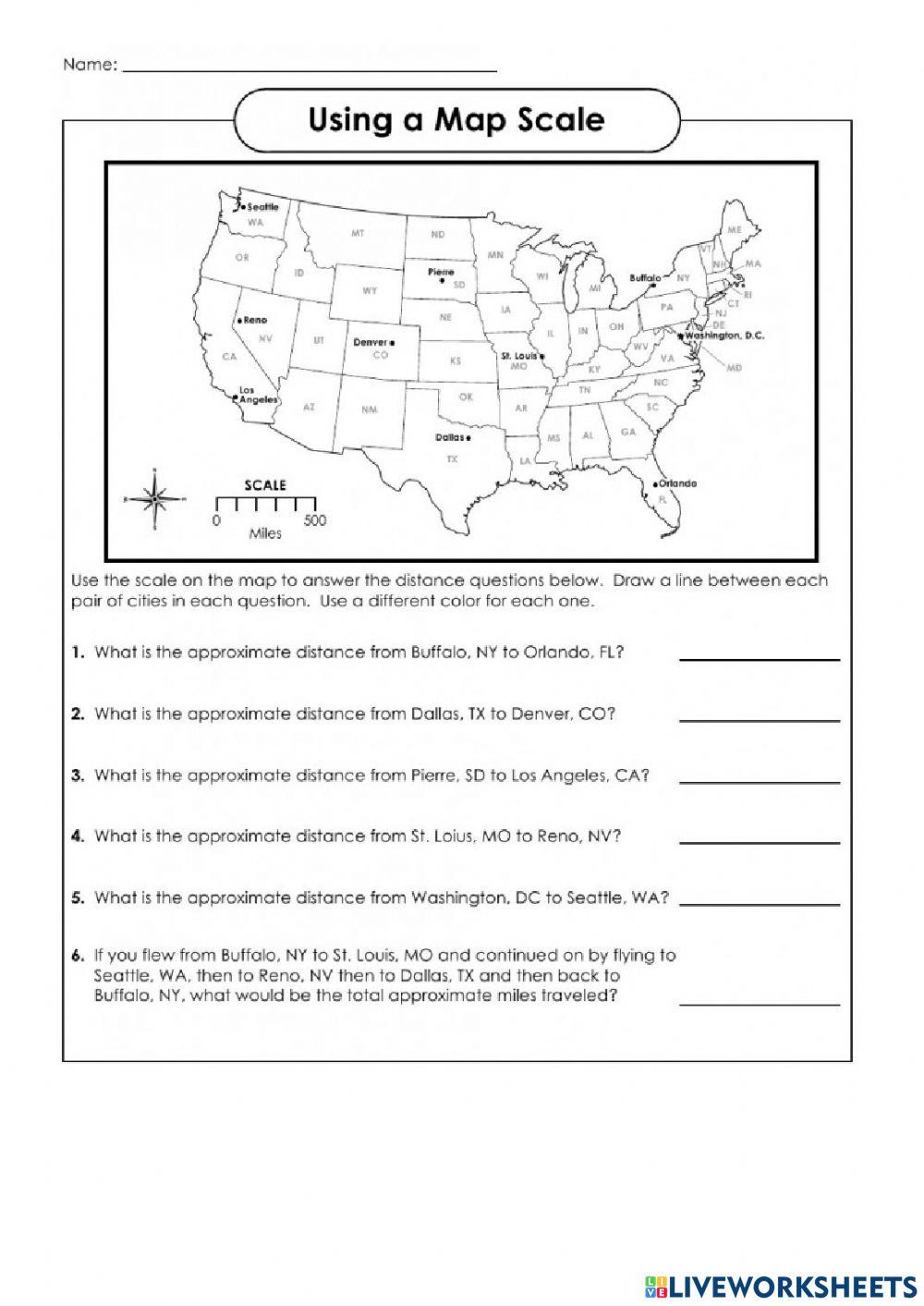 Map Scale Practice online exercise for | Live Worksheets