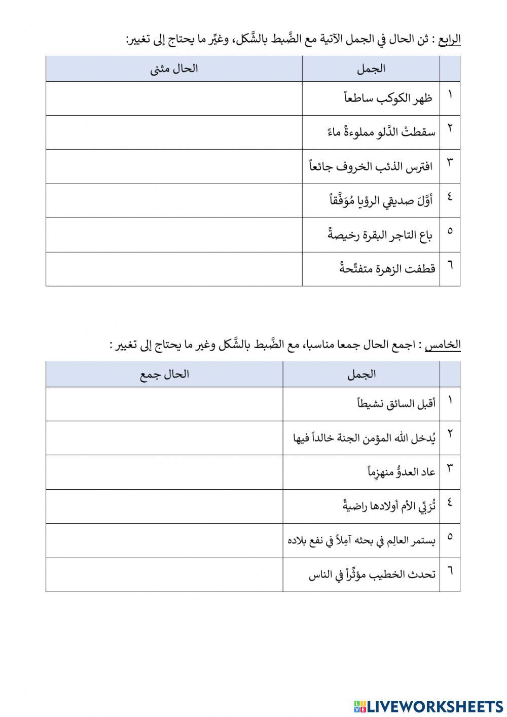 تدريب الحال