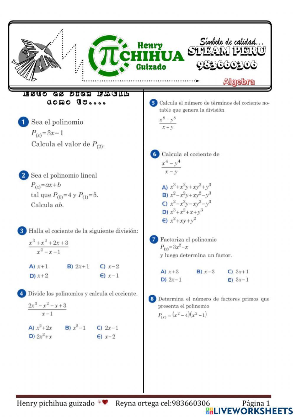 Practica de algebra