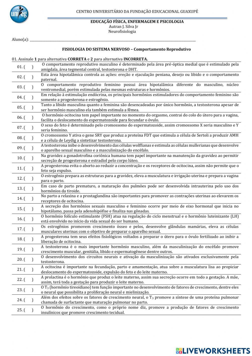 Neurofisiologia: Comportamento Reprodutivo