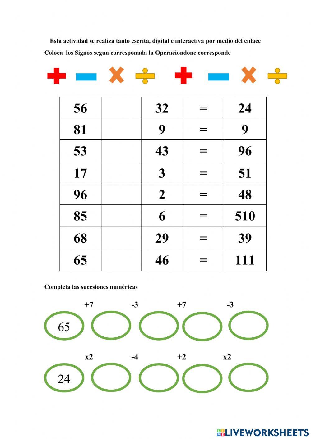 Actividad de operaciones matematicas