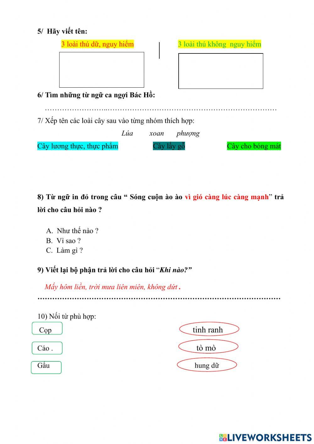 Ôn tập luyện từ và câu
