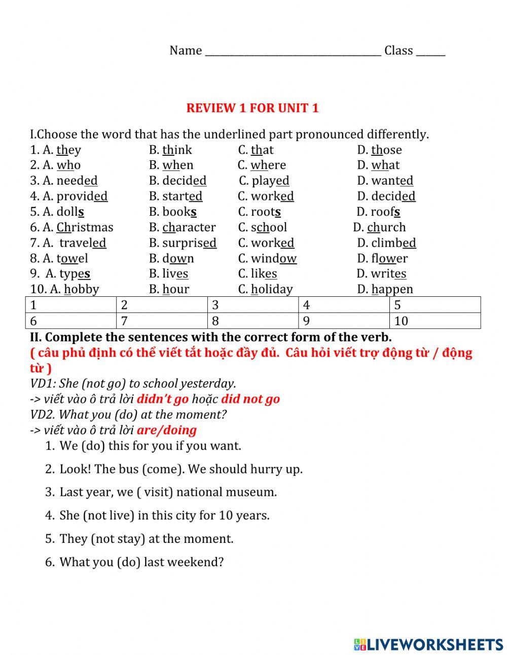 English 7 online worksheet for 7 | Live Worksheets