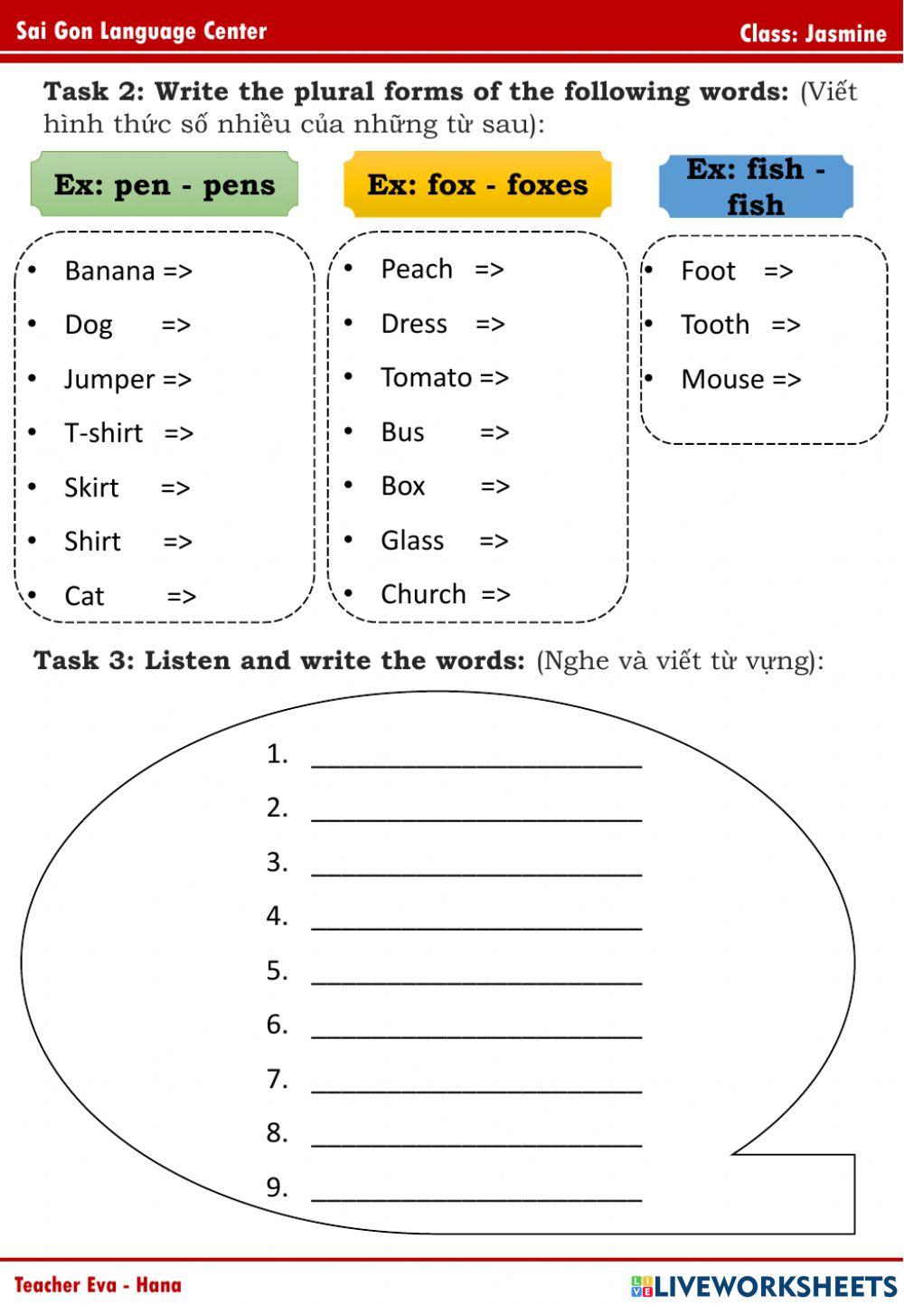 Jasmine Topic 7 - clothes (16.9.2021)