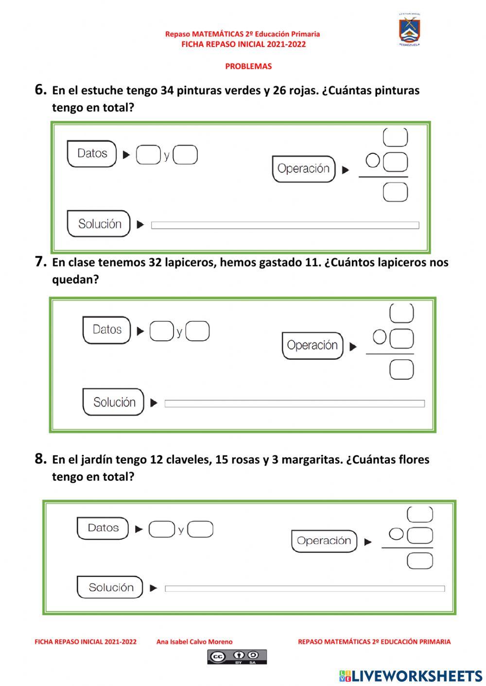 Repaso inicial Matemáticas 2º