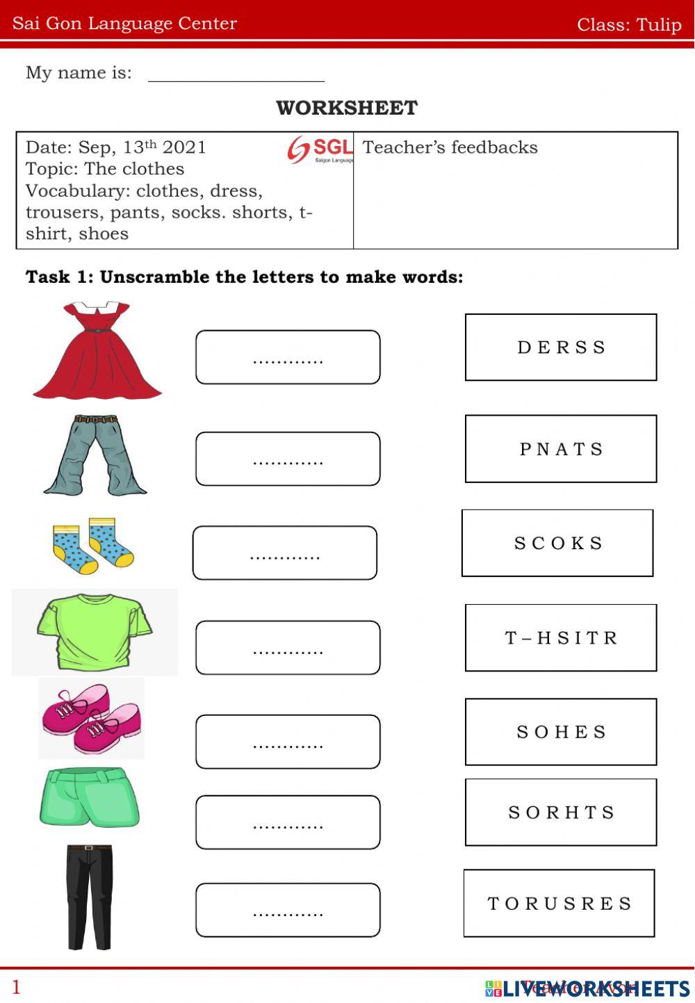 Worksheet tulip