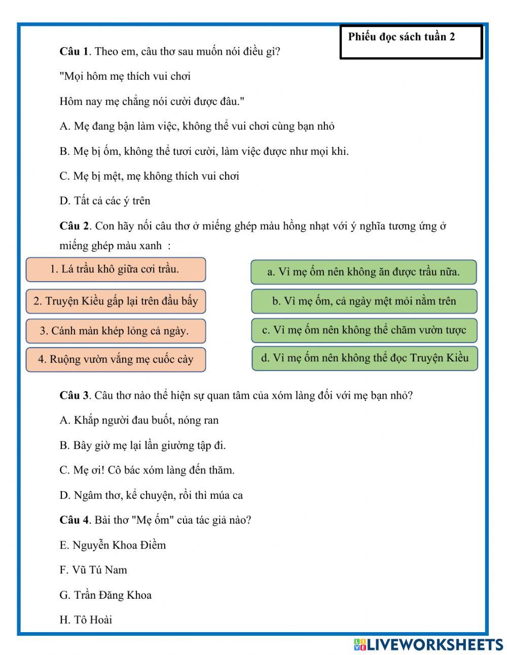 Tập đọc mẹ ốm