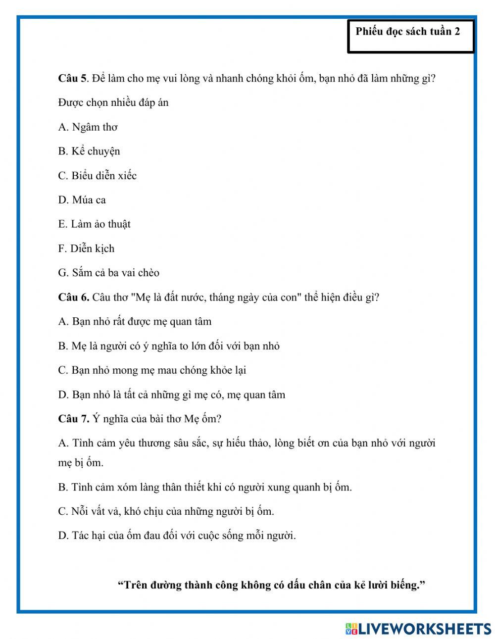 Tập đọc mẹ ốm