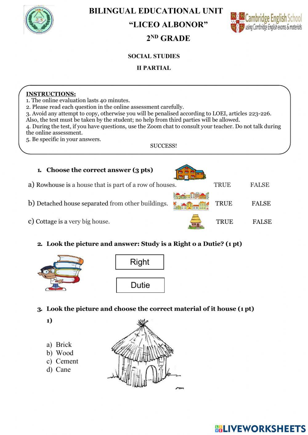 Social studies test II partial