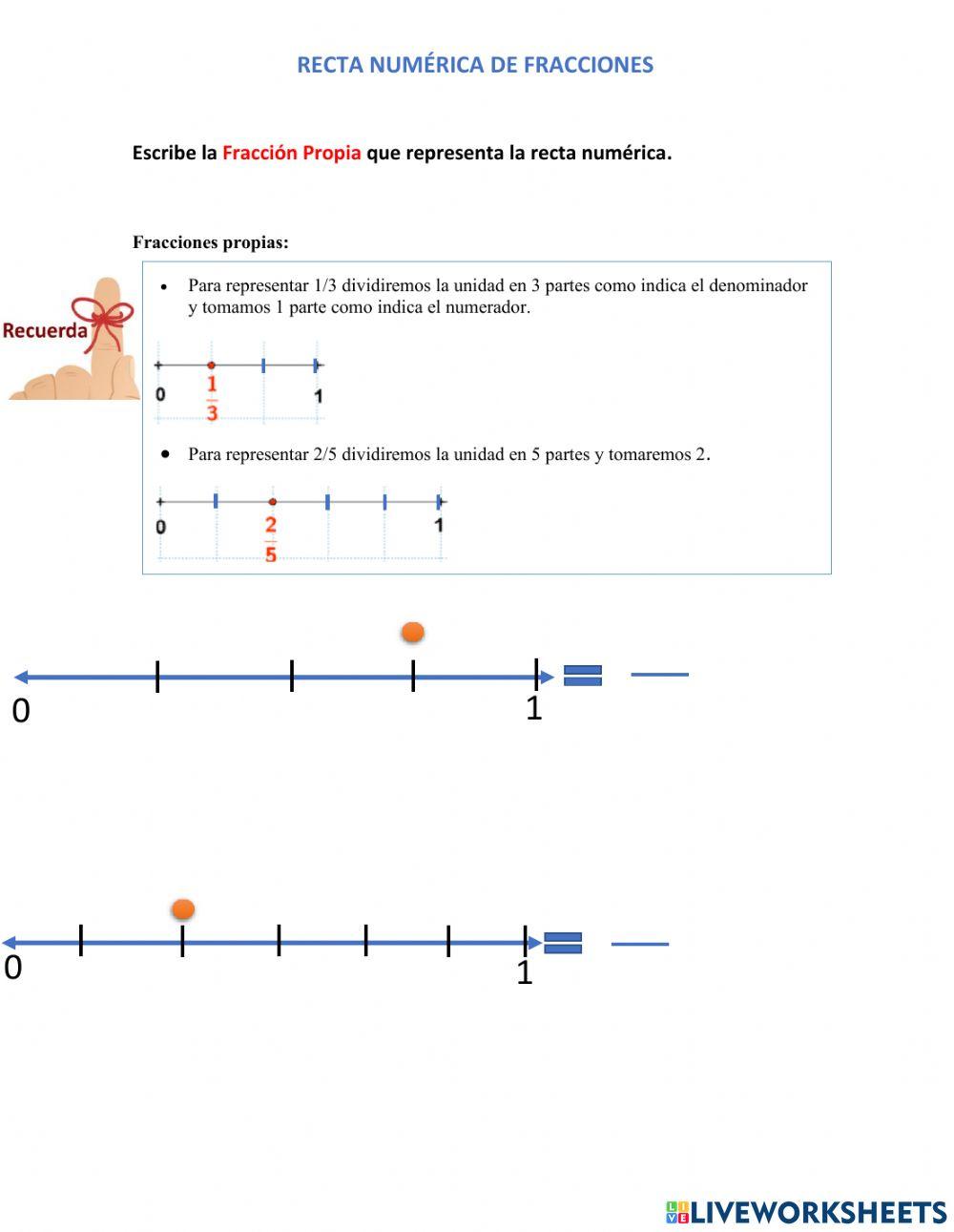 Recta numerica de fracciones