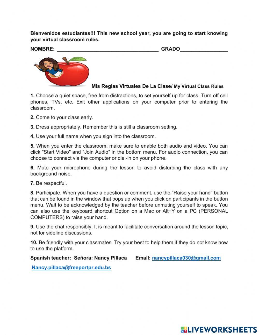 Reglas virtuales de la clase