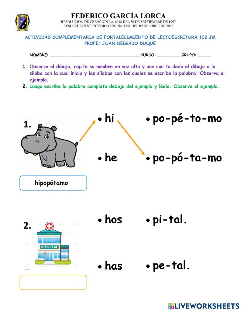 FORMACIÓN DE PALABRAS QUE INICIAN CON Hh