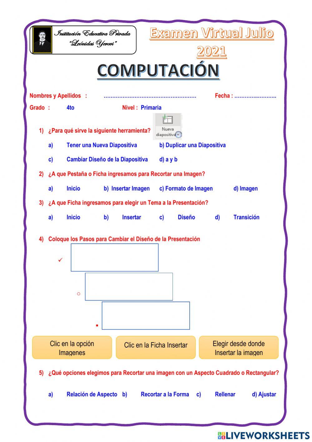 Examen de 4to Prim Comp