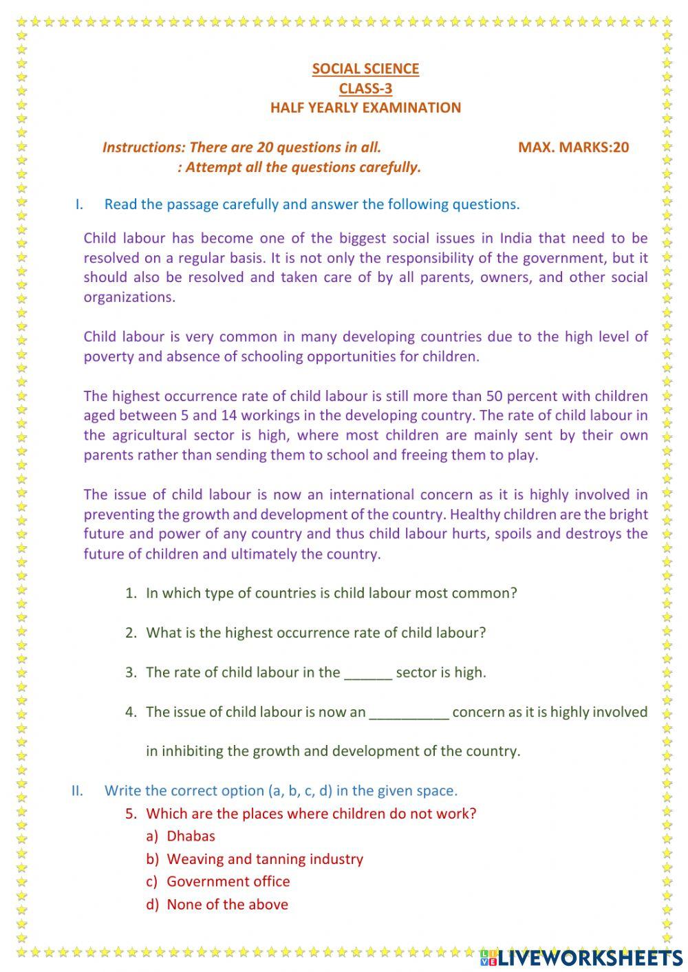 SOCIAL SCIENCE-HALF YEARLY EXAMINATION (SEPT 2021)