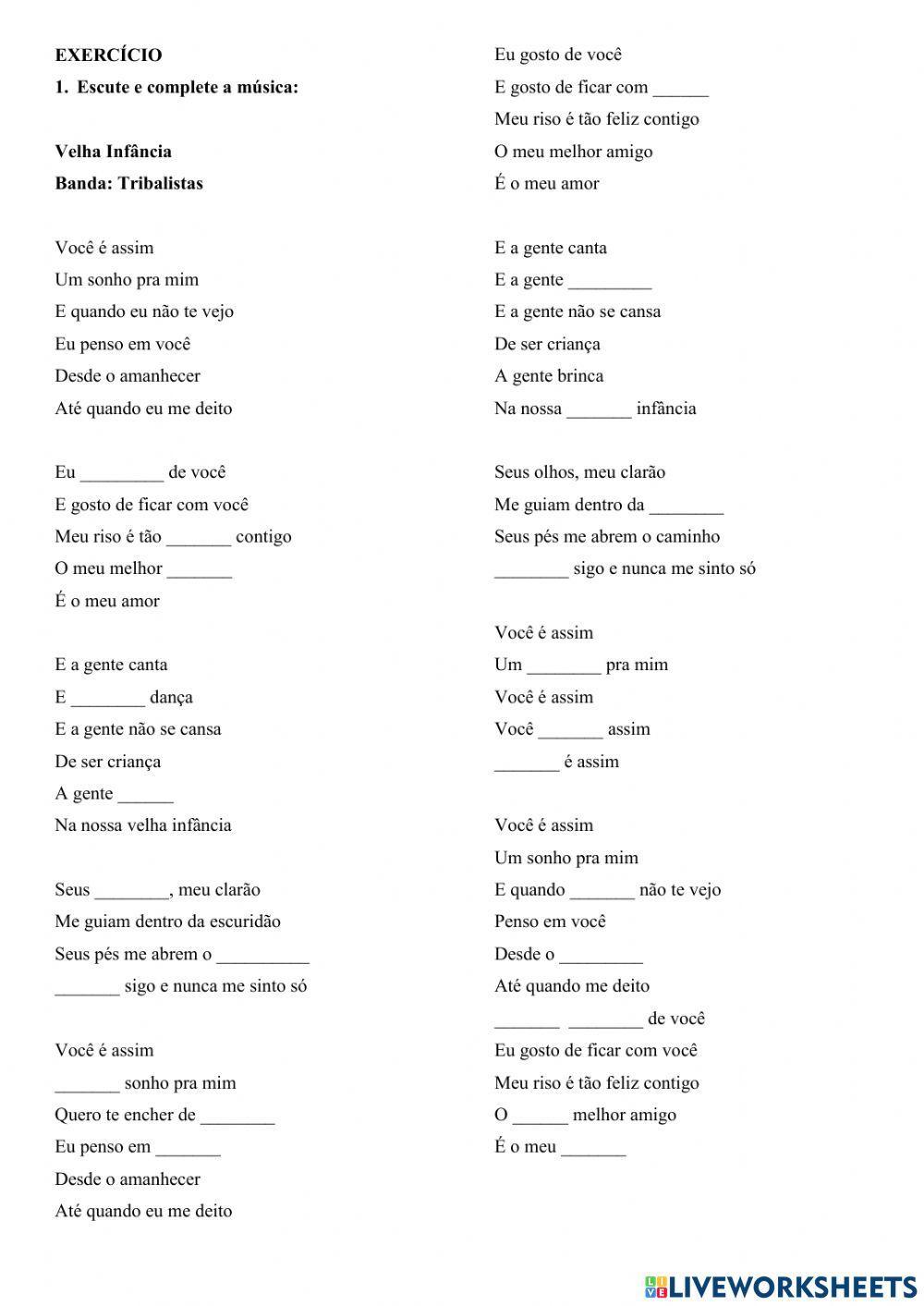 Música Português - Velha Infância - Tribalistas