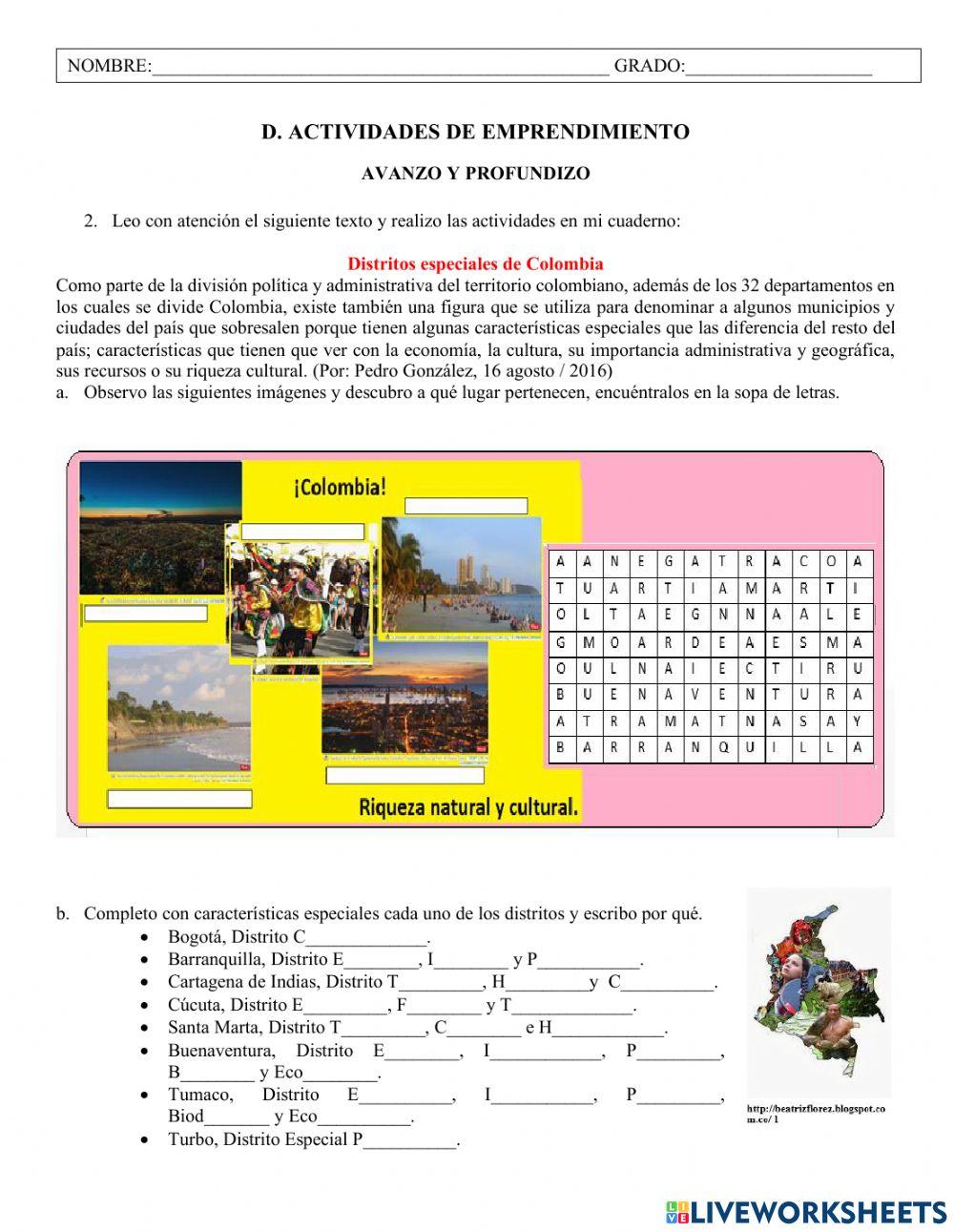 Distritos de colombia