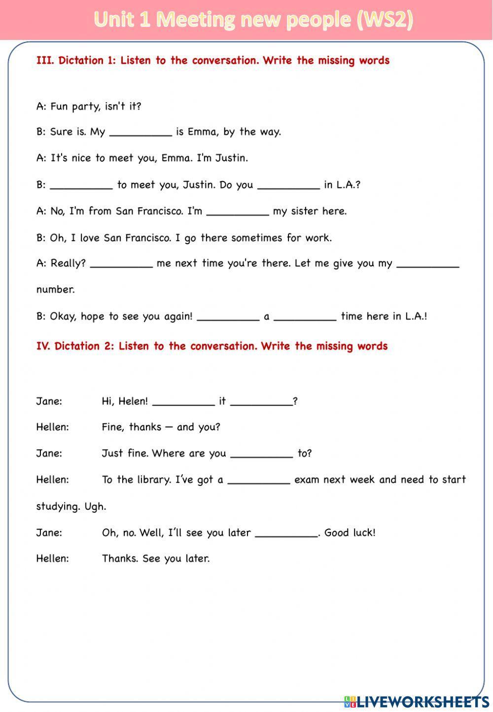 Meeting new people LWS2