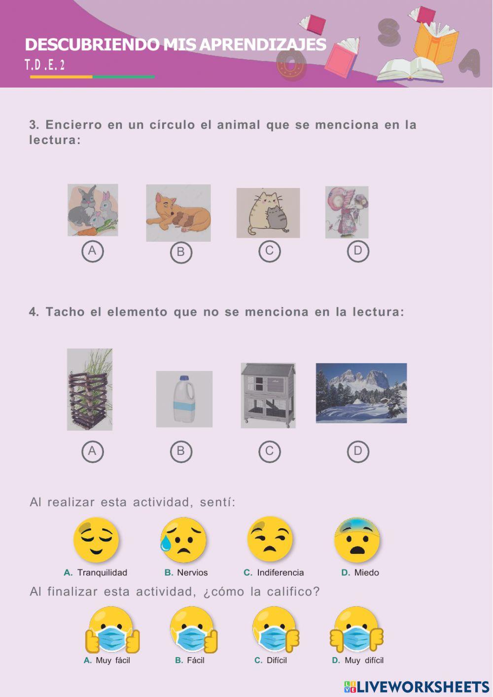 Tareas diagnósticas nivel elemental