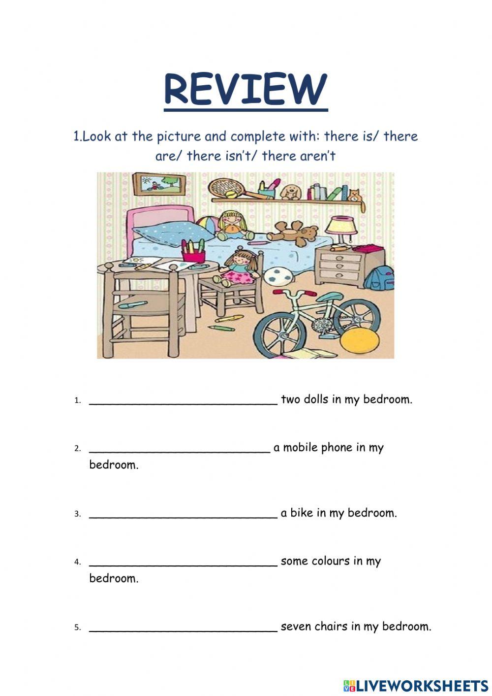 Review: there is- there are + prepositions of place