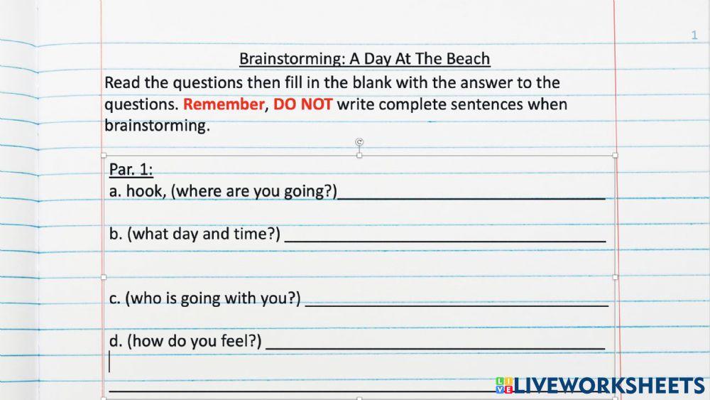 Written Composition: Brainstorming