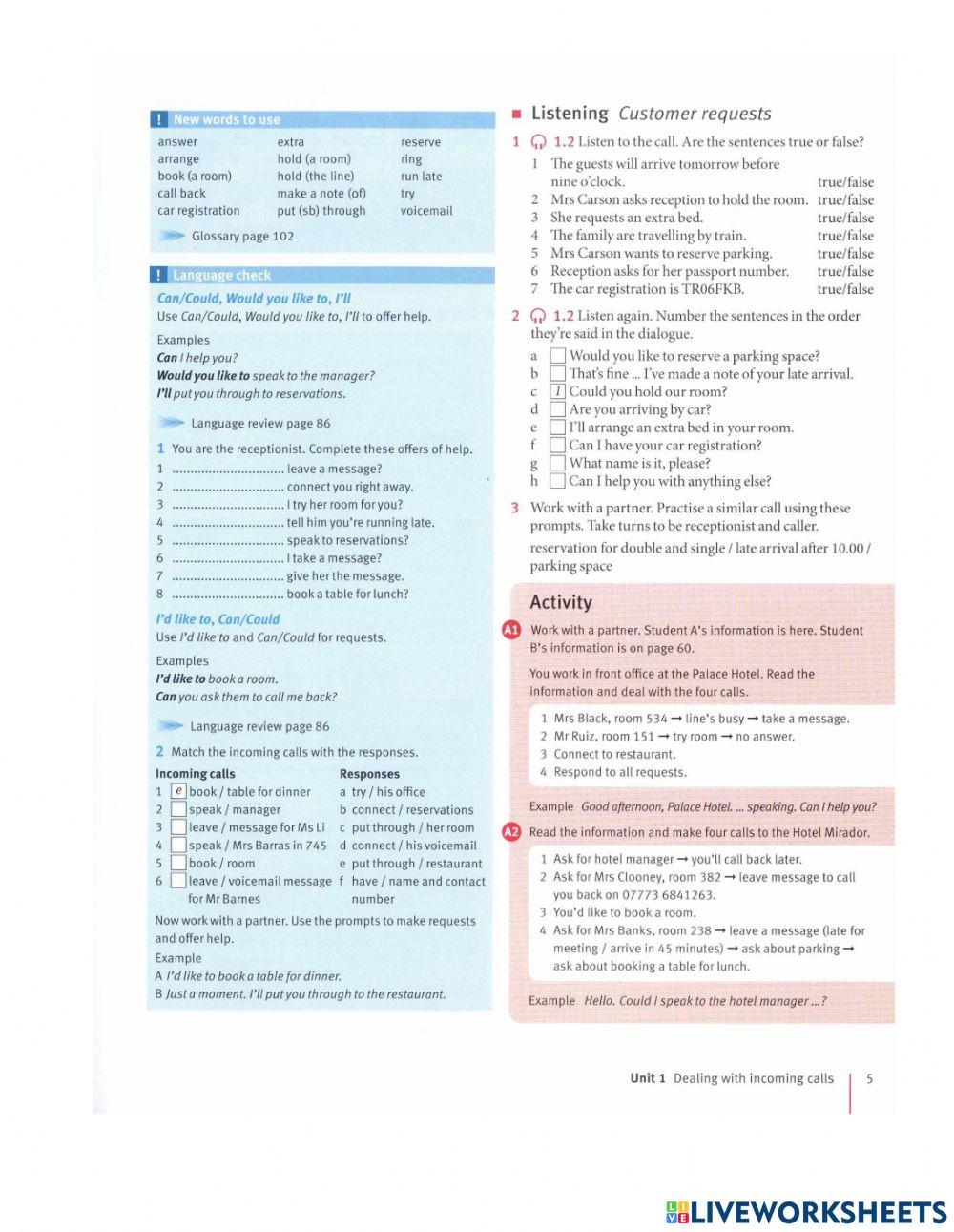 Dealing with incoming calls