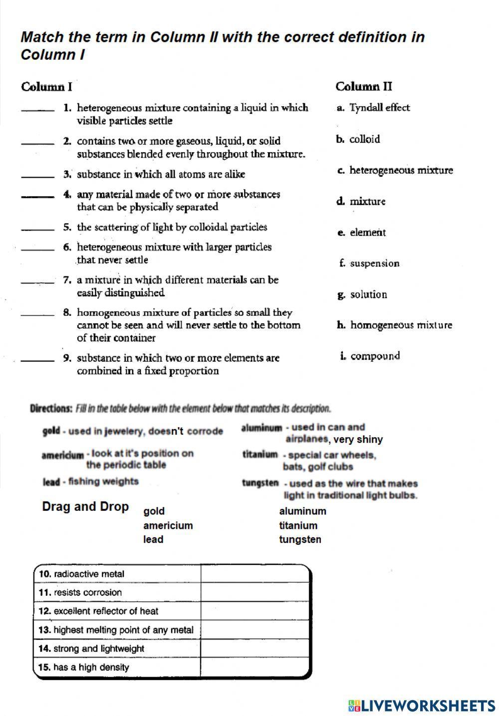 PS-01-01-Classification of matter matching PS-01-01-Classification of matter matching