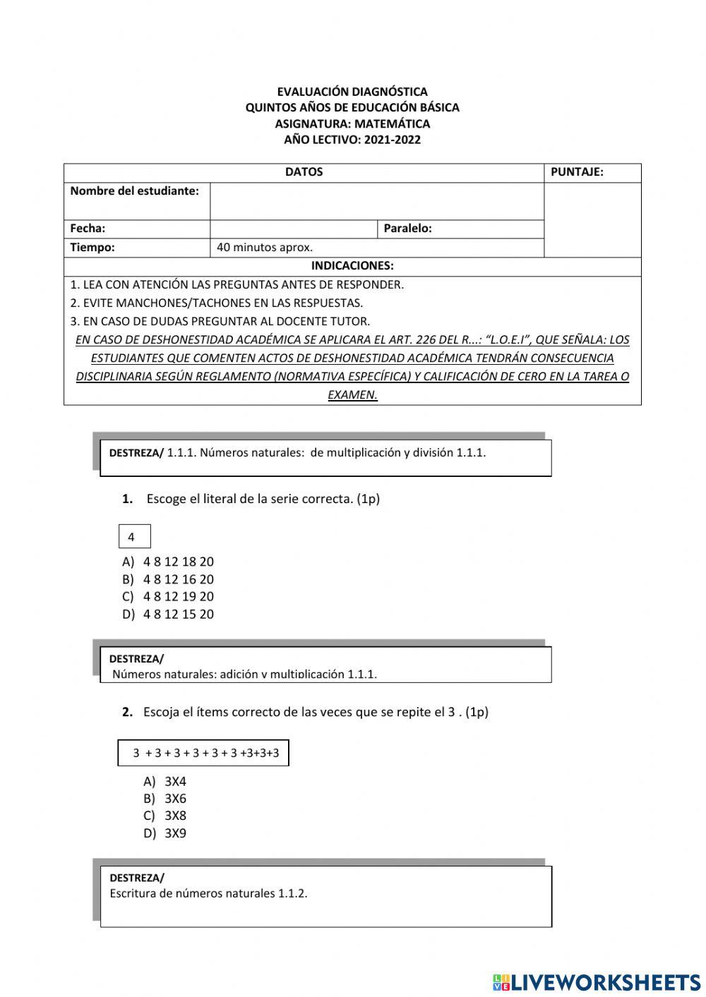 Evaluación diagnóstica